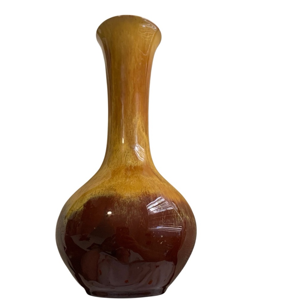 Blue Mountain Pottery BMP Brown & Gold Drip Glaze MCM Vase